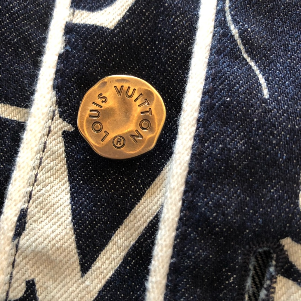 Louis vuitton blue denim leaf baseball jersey